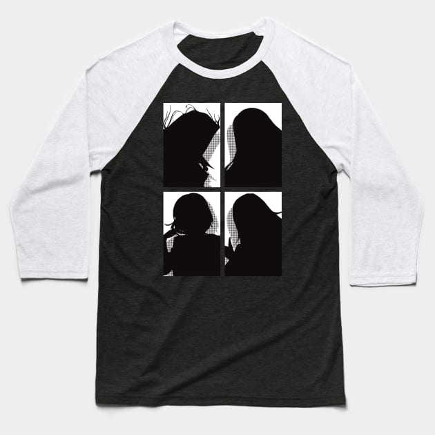 All The Main Characters In The Eminence In Shadow Anime In A Cool Black Silhouette Pop Art Design In White Background Baseball T-Shirt by Animangapoi